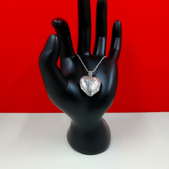 4 Part Heart Locket Necklace Vintage Sterling Silver, 18 Inch Chain NIB - Picture 4 of 12